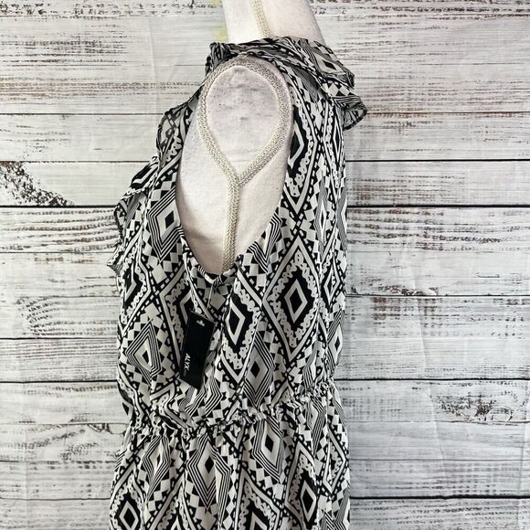 ALYX Dress size 16 Black White Sheer Diamond Ruffle Dinner Wedding Guest Boho - Picture 8 of 11